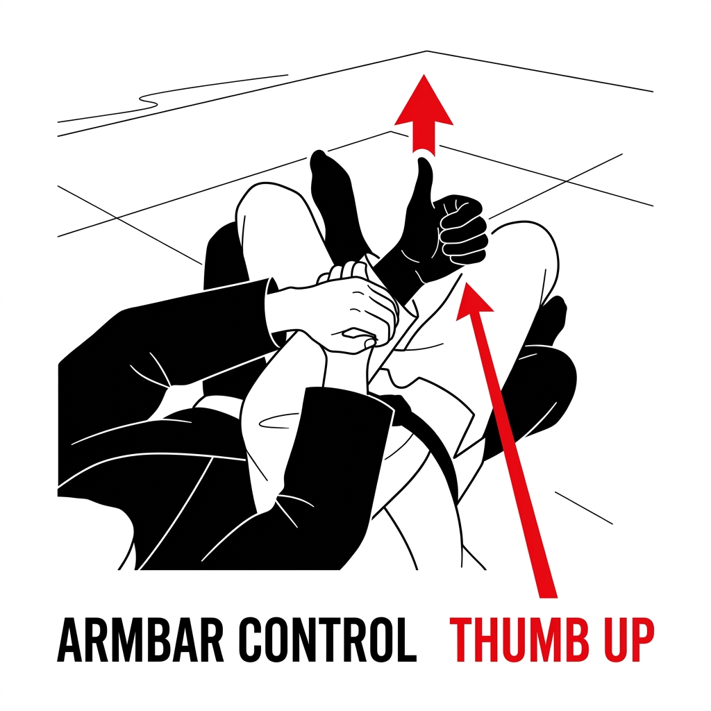 Armbar finishing detail — elbow over the hip bone fulcrum